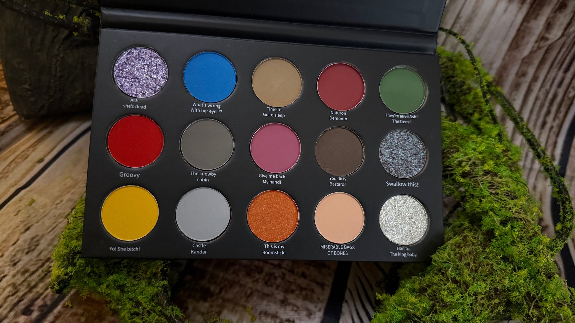 Radioactive Unicorn Dead by Dawn Palette 15 shade eyeshadow palette showcasing vibrant colors and unique textures.