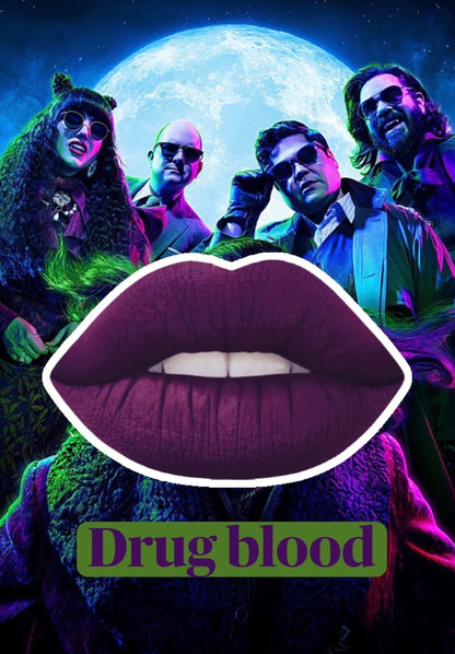 Radioactive Unicorn Drug Blood matte dark purple liquid lipstick vegan vanilla scent