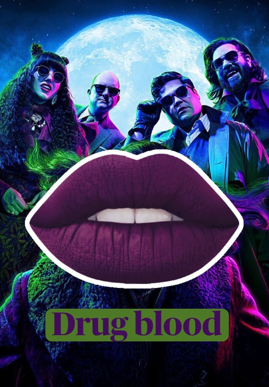 Radioactive Unicorn Drug Blood matte dark purple liquid lipstick vegan vanilla scent