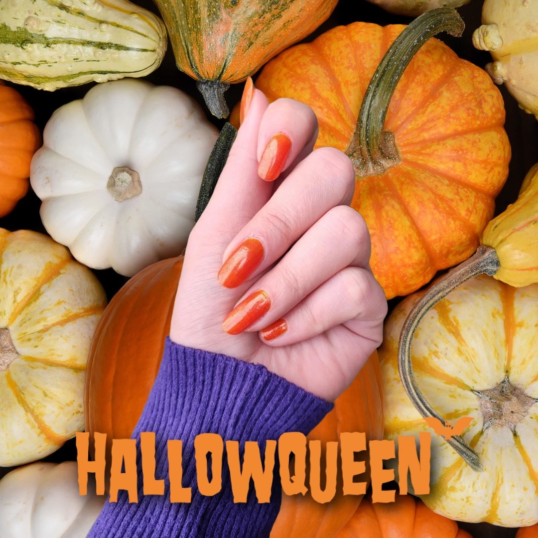 Radioactive Unicorn Hallow-Queen pumpkin orange shimmer nail polish vegan