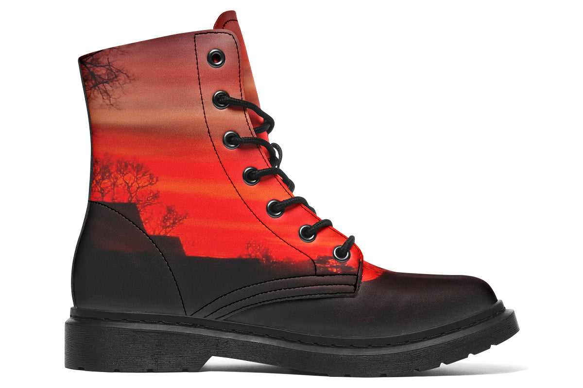 Made-to-order boots with fiery sunset design by Kate