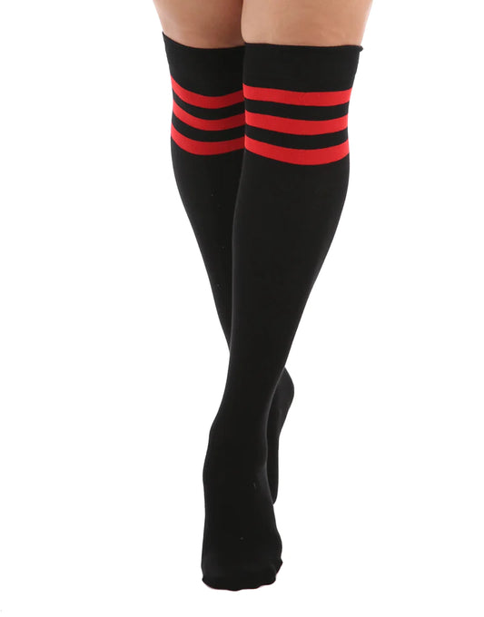 Pamela Mann Referee Over the Knee Socks - Black And Red - Kate's Clothing