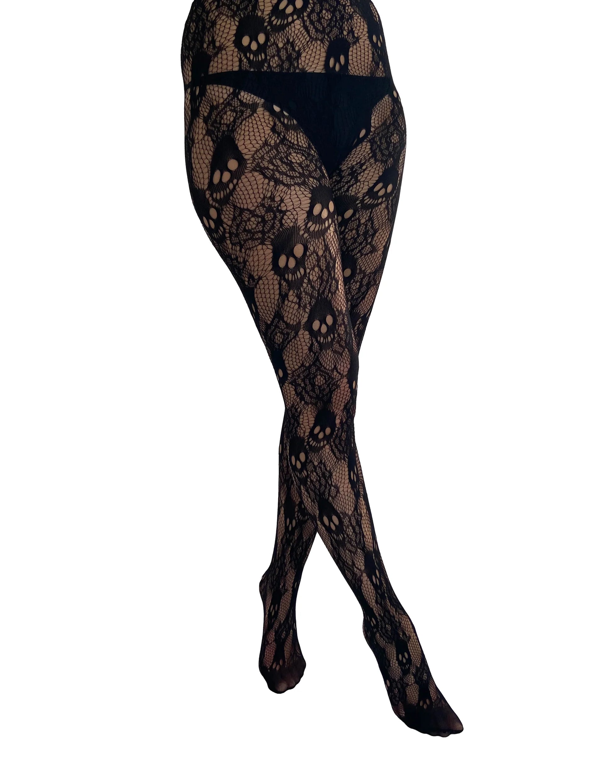 Pamela Mann Rose Skull Net Tight - Kate's Clothing