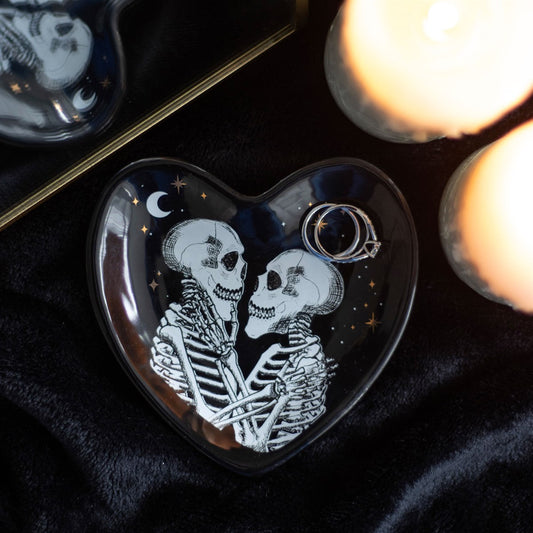 Gothic Gifts Skeleton Couple Heart Trinket Dish - Kate's Clothing