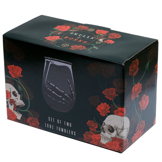 Gothic Gifts Skeleton Hand Set Of 2 Glass Tumblers - Kate's Clothing