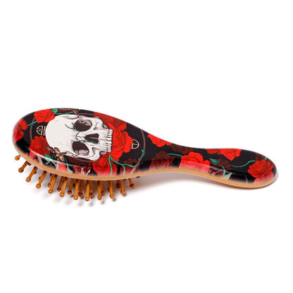 Gothic Gifts Skulls and Roses Bamboo Hair brush - Kate's Clothing