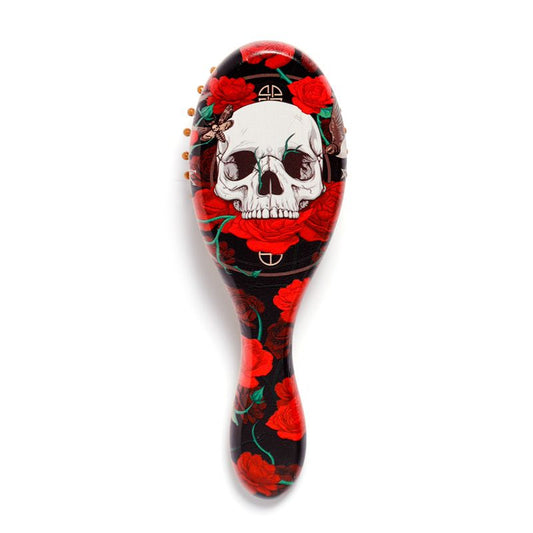 Gothic Gifts Skulls and Roses Bamboo Hair brush - Kate's Clothing