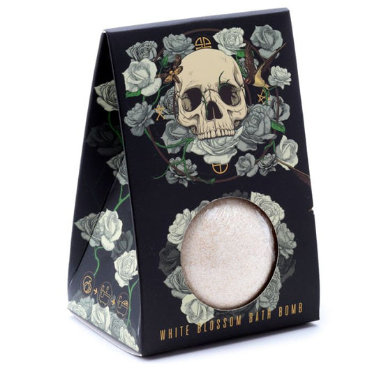 Gothic Gifts Skulls and Roses Bath Bomb - White Blossom - Kate's Clothing