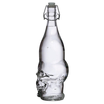 Gothic Gifts Skulls and Roses Clear Glass Skull Shaped 1L Bottle - Kate's Clothing