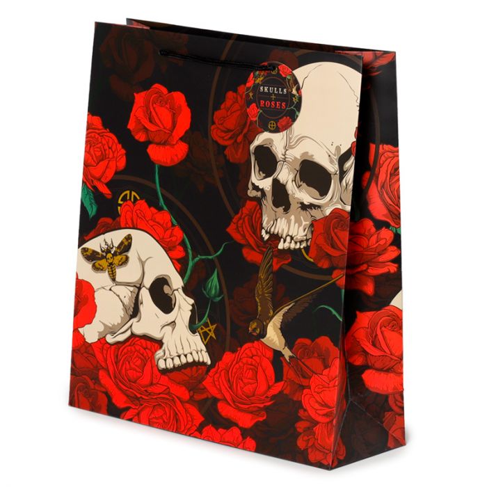 Gothic Gifts Skulls and Roses Gift Bag Extra Large - Kate's Clothing