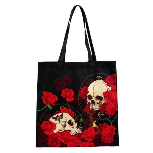 Gothic Gifts Skulls and Roses Reusable Tote Bag - Kate's Clothing
