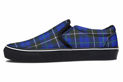 Blue Tartan Canvas Slip-On Trainers | ANTIBrand