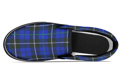 Blue Tartan Canvas Slip-On Trainers | ANTIBrand