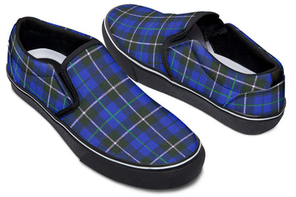 Blue Tartan Canvas Slip-On Trainers | ANTIBrand
