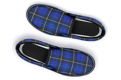 Blue Tartan Canvas Slip-On Trainers | ANTIBrand