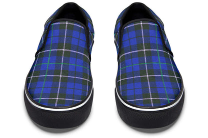 Blue Tartan Canvas Slip-On Trainers | ANTIBrand