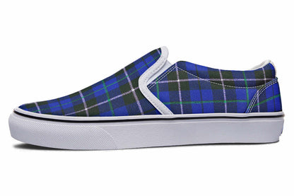 Blue Tartan Canvas Slip-On Trainers | ANTIBrand