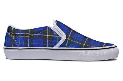 Blue Tartan Canvas Slip-On Trainers | ANTIBrand