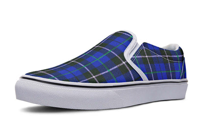 Blue Tartan Canvas Slip-On Trainers | ANTIBrand