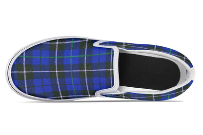 Blue Tartan Canvas Slip-On Trainers | ANTIBrand