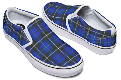 Blue Tartan Canvas Slip-On Trainers | ANTIBrand