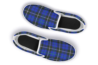 Blue Tartan Canvas Slip-On Trainers | ANTIBrand