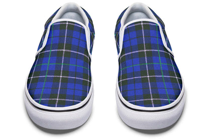 Blue Tartan Canvas Slip-On Trainers | ANTIBrand