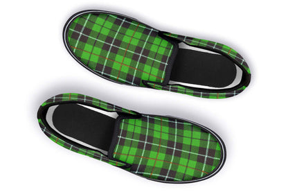 Green Tartan Canvas Slip-On Trainers | ANTIBrand