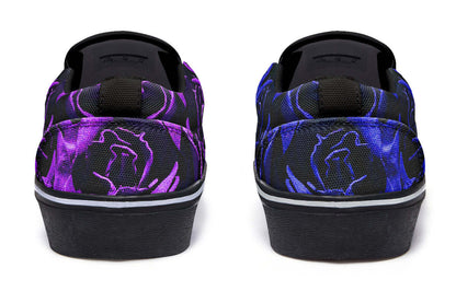ANTIBrand Purple and Indigo Roses Canvas Slip-On Trainers
