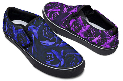 ANTIBrand Purple and Indigo Roses Canvas Slip-On Trainers