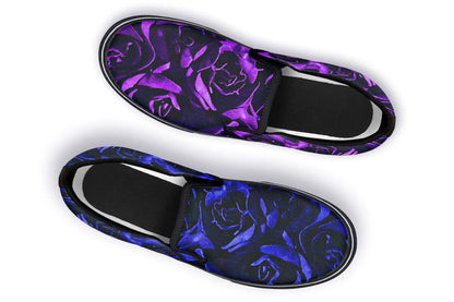 ANTIBrand Purple and Indigo Roses Canvas Slip-On Trainers