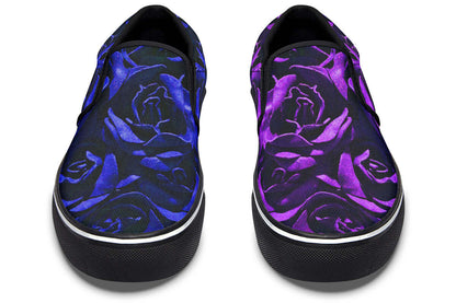 ANTIBrand Purple and Indigo Roses Canvas Slip-On Trainers