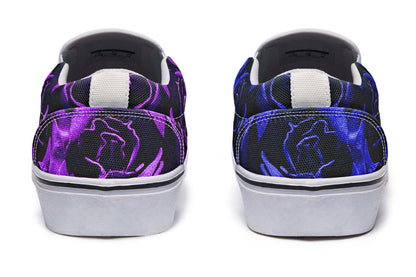 ANTIBrand Purple and Indigo Roses Canvas Slip-On Trainers