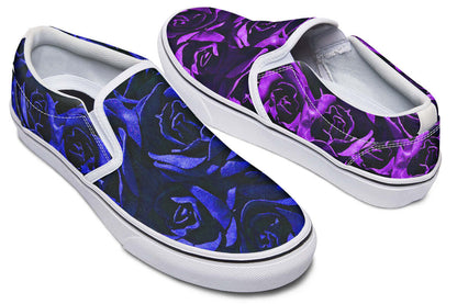 ANTIBrand Purple and Indigo Roses Canvas Slip-On Trainers