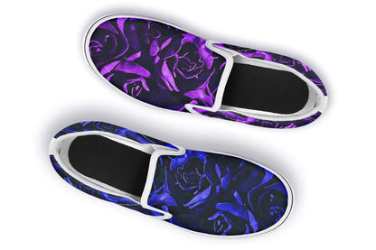 ANTIBrand Purple and Indigo Roses Canvas Slip-On Trainers