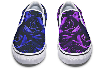ANTIBrand Purple and Indigo Roses Canvas Slip-On Trainers