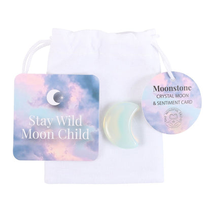 Gothic Gifts Stay Wild Moon Child Moonstone Crystal In A Bag - Kate's Clothing