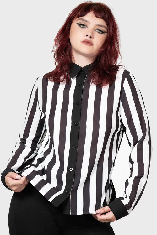 Killstar Stripe Down Shirt - Kate's Clothing