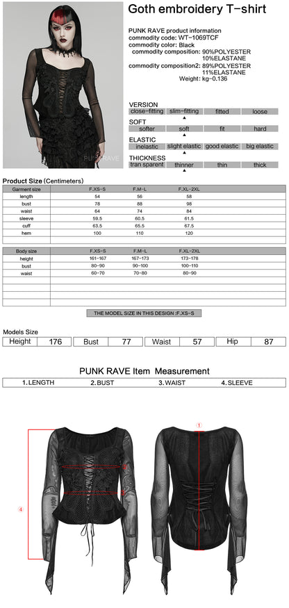 Punk Rave Selene Embroidery Blouse