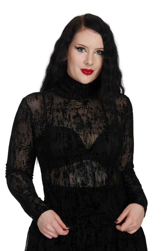 Banned Apparel Printed Sheer Lattice Top - Kate's Clothing