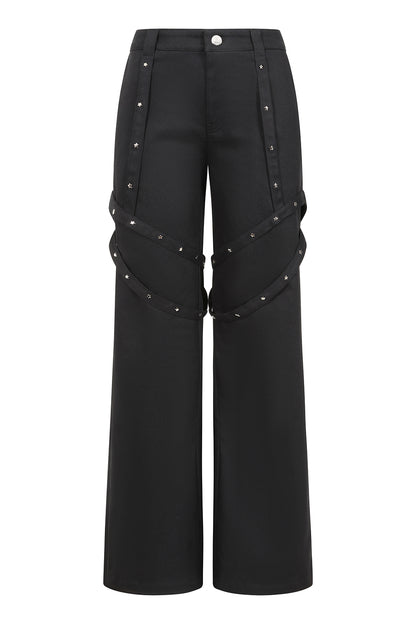 Banned Esmeray Star Studded Harness Trousers in Black