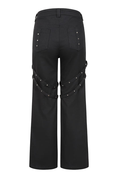 Banned Esmeray Star Studded Harness Trousers in Black