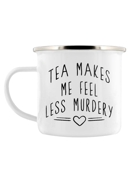 Tea Makes Me Feel Less Murdery Enamel Mug - Kate's Clothing