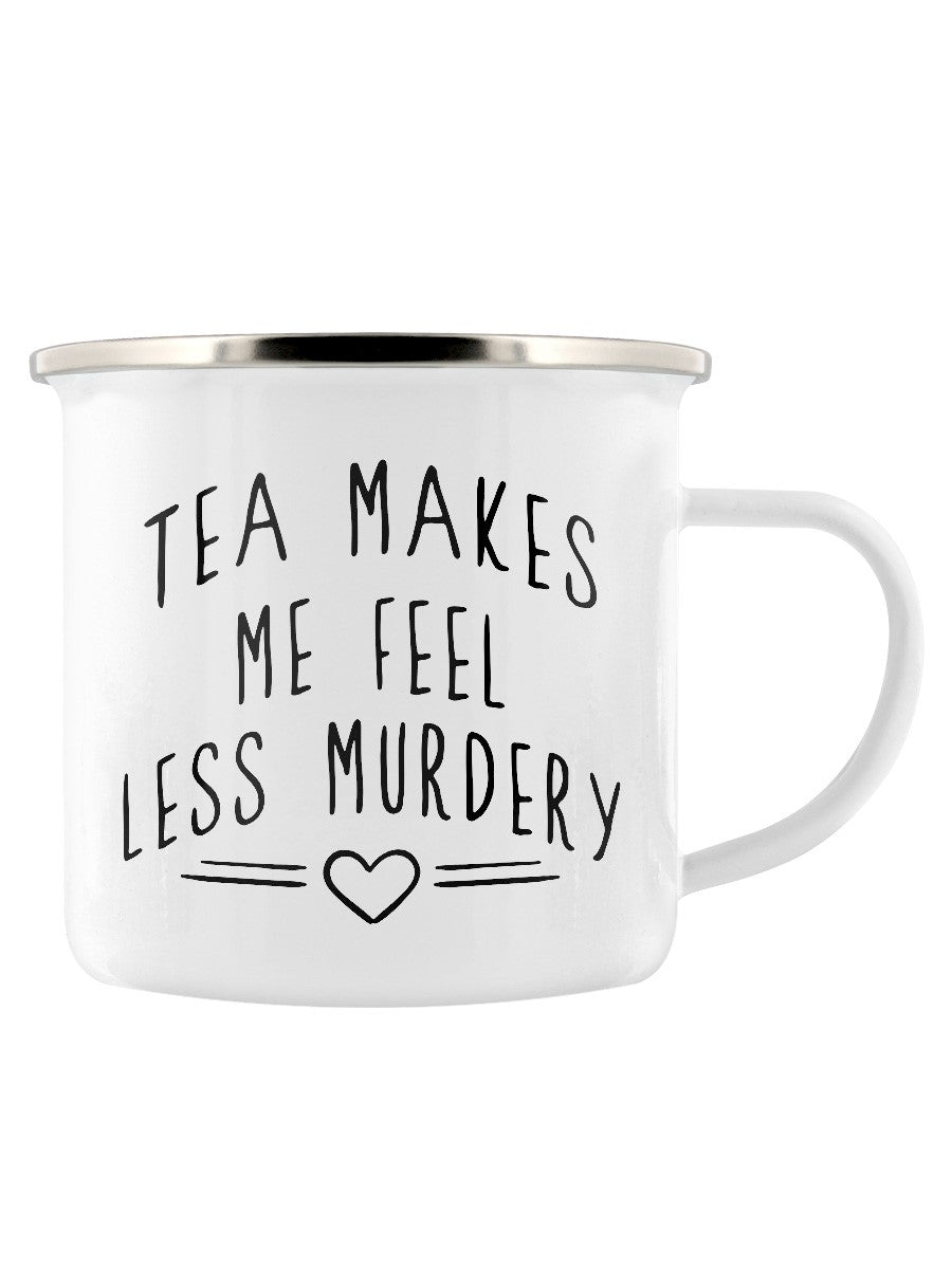 Tea Makes Me Feel Less Murdery Enamel Mug - Kate's Clothing