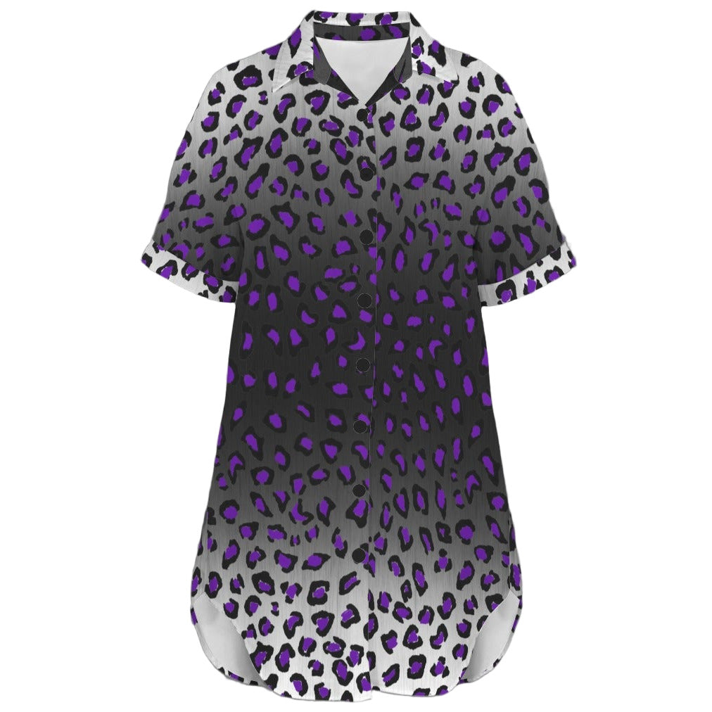 ANTIBrand Steel Panther shirt dress with purple leopard print