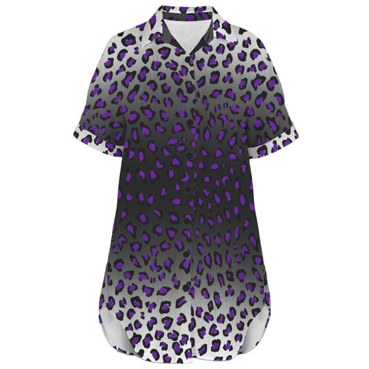 ANTIBrand Steel Panther shirt dress with purple leopard print