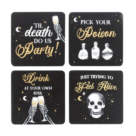 Gothic Gifts Til Death Do Us Party Coaster Set - Kate's Clothing