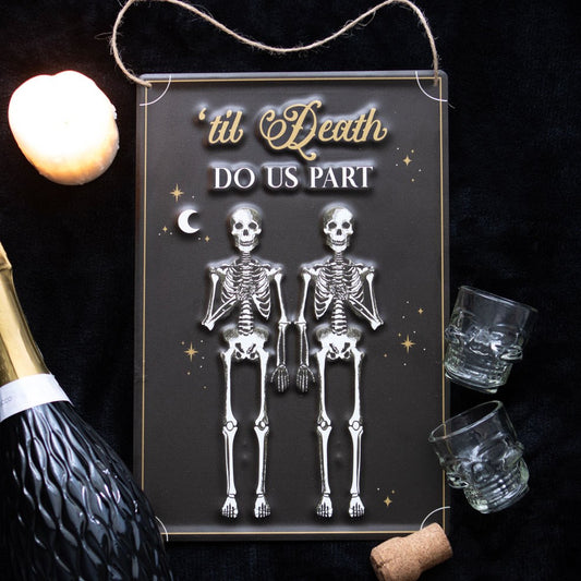 Gothic Gifts Till Death Do Us Part Hanging Metal Sign - Kate's Clothing
