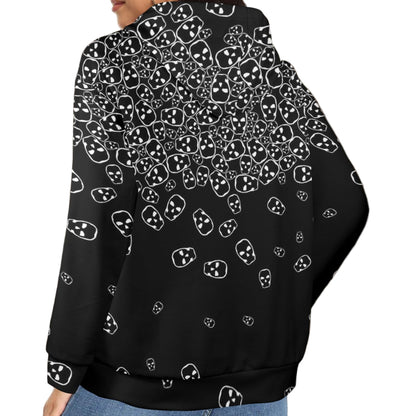 ANTIBrand fleece-lined zip hoodie – Tumbling Skulls print (black/white)