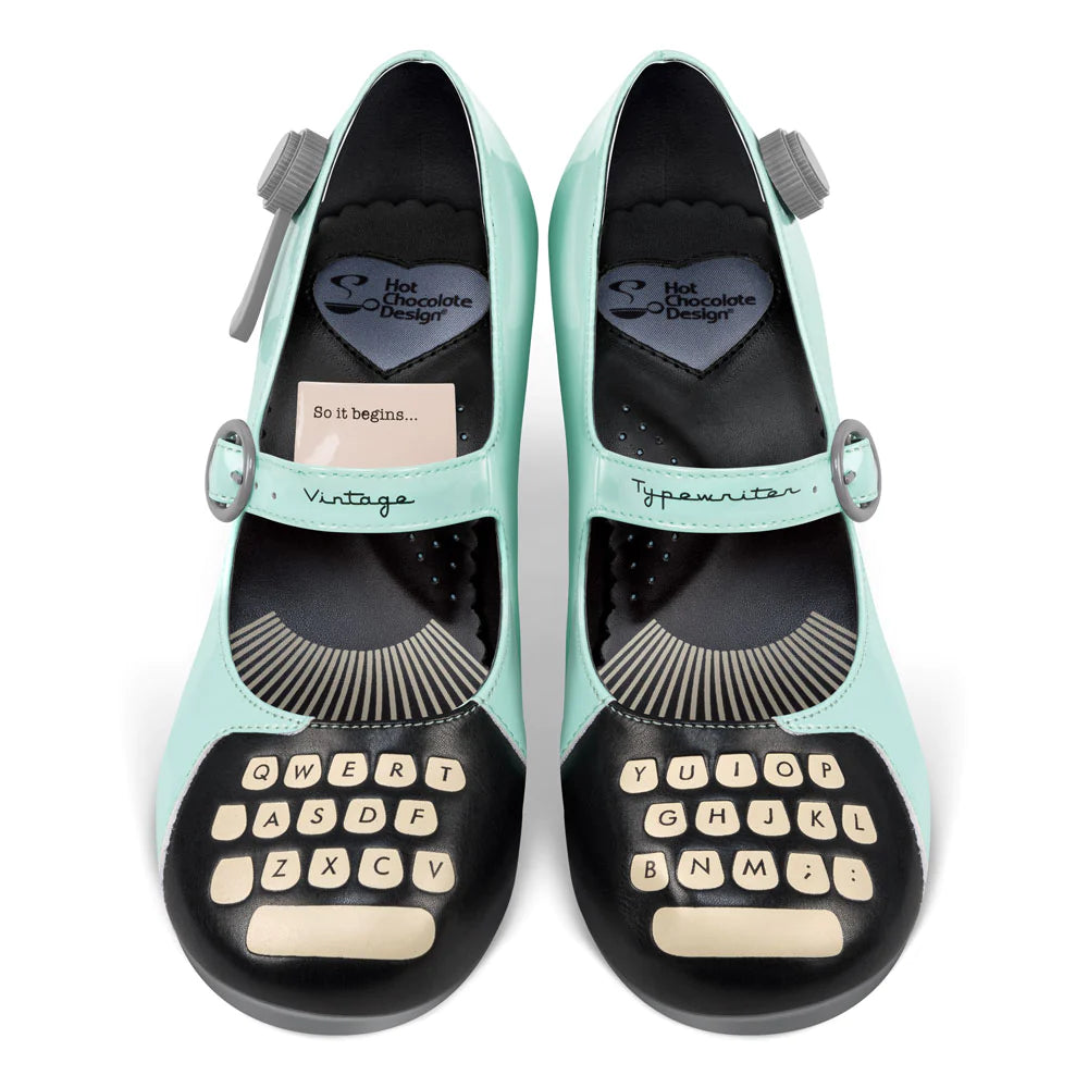 Hot Chocolate Typewriter Mid Heels Women s Mary Jane Pump